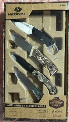 Mossy Oak Fixed Blade Knife Set with Sheaths -4 Pack Variety #6244