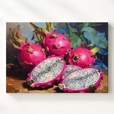 Dragon Fruit Still Life Canvasvibrant Tropical Realism Wall Art