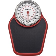 Oversized Analog Bathroom Scale with Anti-Slip Mat 400 LB Capacity Black Red
