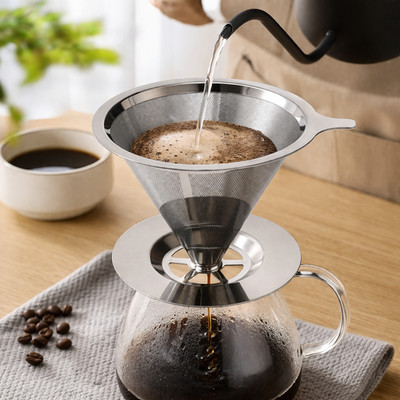 Wiederverwendbarer Edelstahl Kaffeefilter Gießen über Kegel Tropfer Teesieb UK