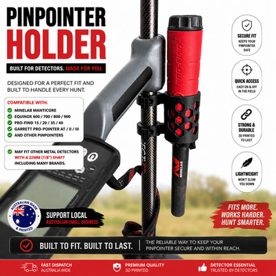 Minelab Manticore Equinox  ProFind 15 20 35 40 Pinpointer Holder Fits 22mm shaft