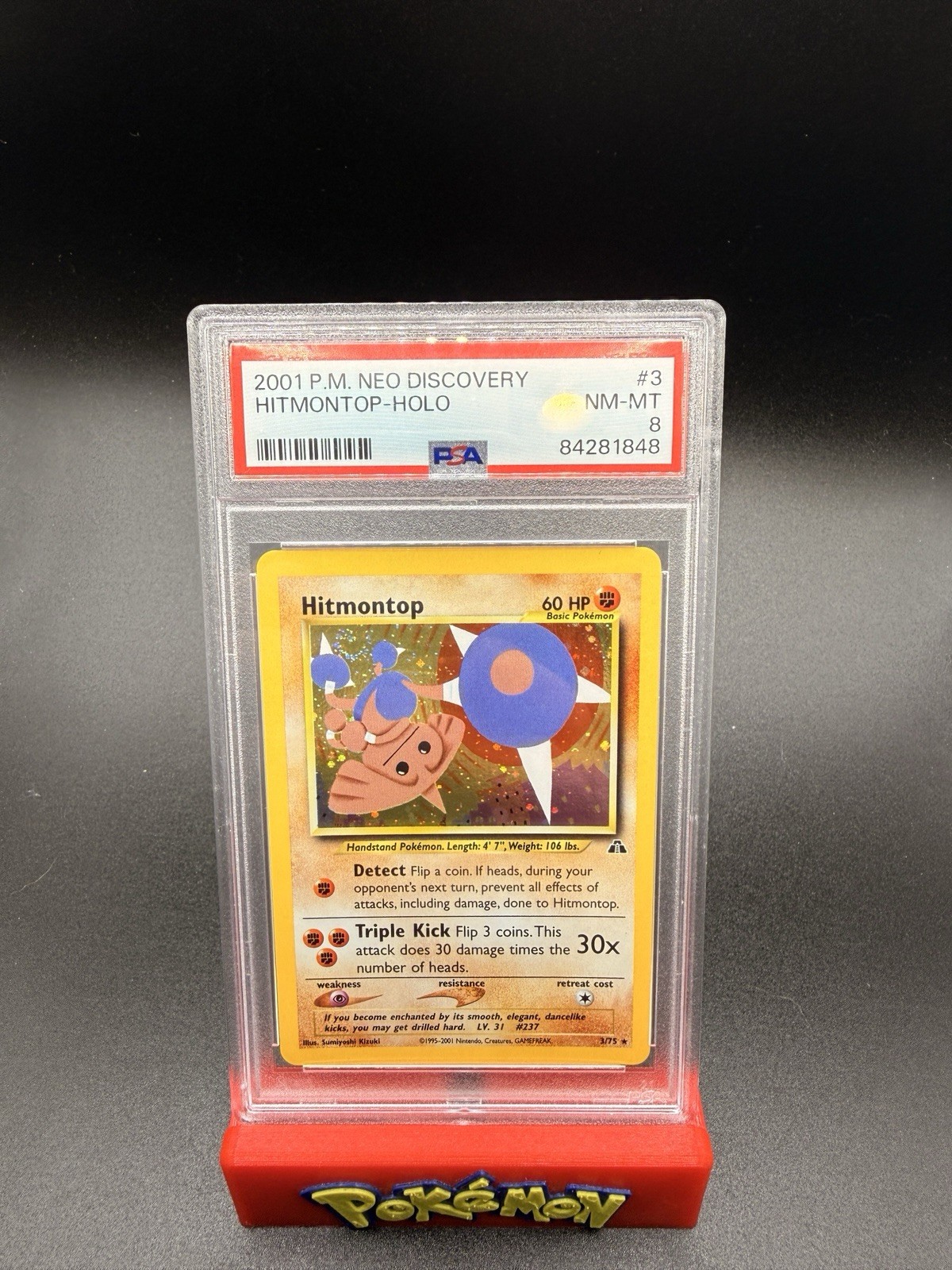 2001 POKEMON NEO DISCOVERY #3 HITMONTOP-HOLO PSA 8-s