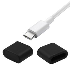 Jiozermi 20 Pcs Silicone USB C Anti Dust Caps - Black Type C Male Port