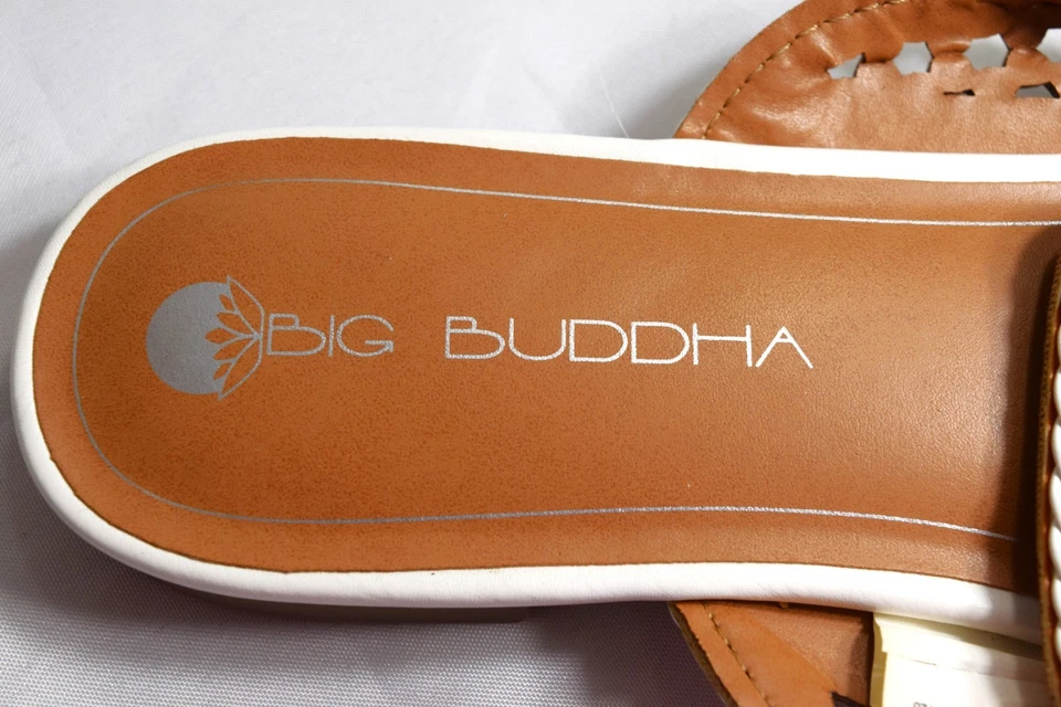 Mocasines planos BIG BUDDHA para mujer con puntera puntiaguda, blancos, talla 9M Foto 3 de 4