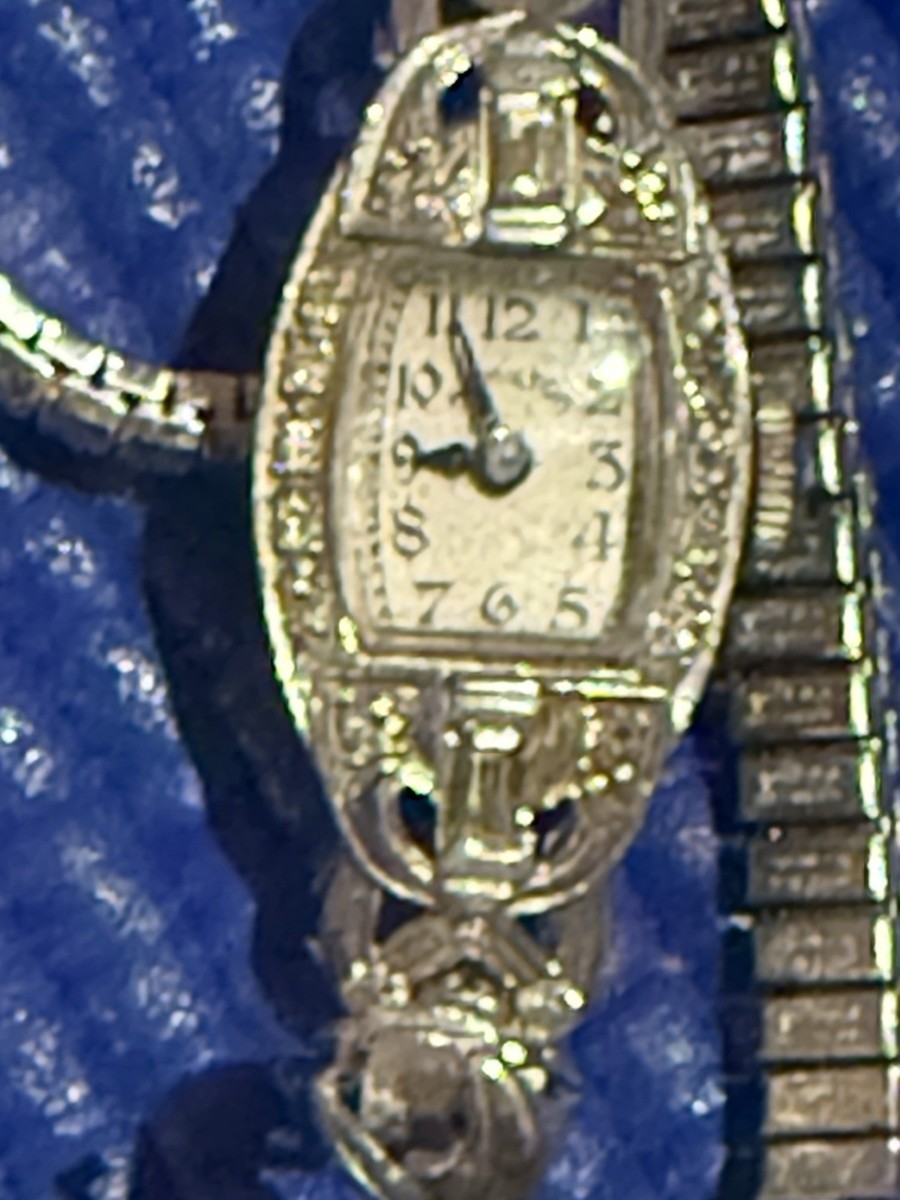 Art Deco Lady Hamilton Platinum & 1.5 Carat Diamond Watch View 5