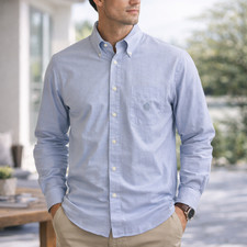 Chaps Ralph Lauren Dress Shirt Mens 17 34/35 Blue Oxford Button Down 100 Cotton