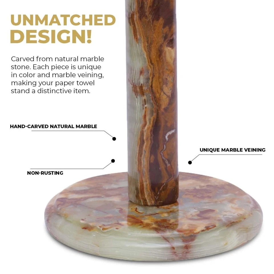 Toallero de papel de cocina de mármol hecho a mano con soporte... Foto 3 de 4