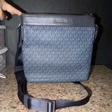Michael Kors Black Logo Crossbody Bag Zip Top Adjustable Strap Silver Hardware