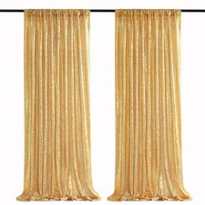 Gold Sequin Backdrop Curtains 2 Panels 2FTx8FT Glitter Gold Photo Backdrop fo...
