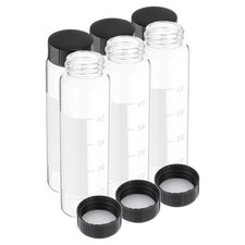 6pcs 50ml Small Clear Glass Vials with Black Cap for Lab Graduated with Label