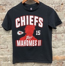 KANSAS CITY CHIEFS Mahomes 15 Profile Black Graphic T Shirt Youth Size M 10-12
