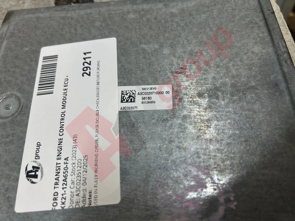 FORD TRANSIT ENGINE CONTROL MODULE ECU - KK21-12A650-FA A3C02351200 - Image 2 of 4