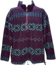 Vintage Eddie Bauer Southwestern Aztec 1/4 Zip Fleece, Size Large Polartec USA