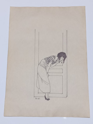 Gerda Wegener Drawing on paper (Handmade) signed and stamped mixed media.