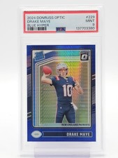 DRAKE MAYE 2024 DONRUSS OPTIC RATED ROOKIE BLUE HYPER #229 PATRIOTS PSA 9 Q0004