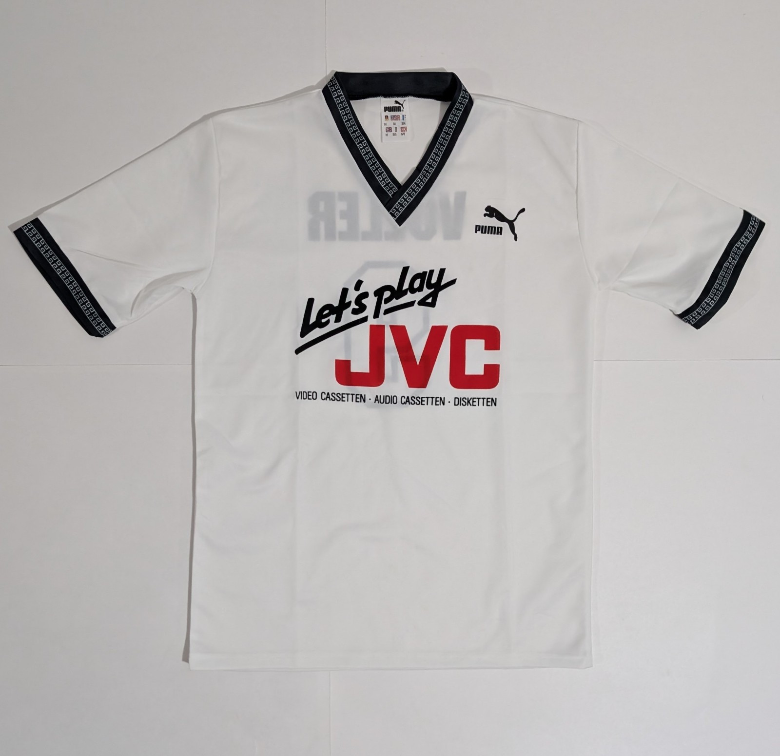 Puma Vintage 90s Soccer Jersey White Black Völler #9 Size M Made In Germany
