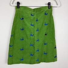 Lilly Pulitzer Vintage Skirt Girls 14 Blue Green Corduroy Embroidered A-line