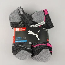 10 Pack Puma Women's CoolMax No Show Socks Size W 5-9.5 Gray Pink blue