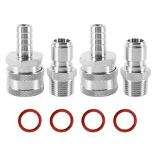 2 Pair Stainless Steel Quick Disconnect Set with 1/2 MPT Male Thread Quick Di...