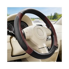Car Steering Wheel Cover, 14.5-15" with Anti-Slip Lining, Wine Red