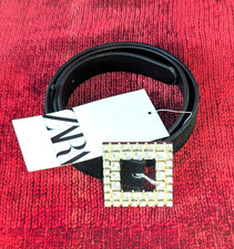 Zara Belt Rhinestone Buckle Black Velveteen Style Belt NWT