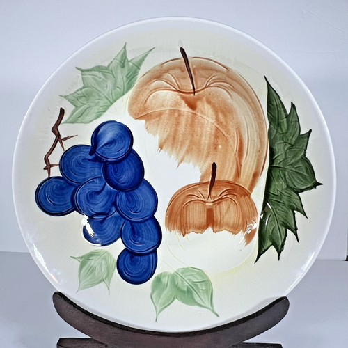 Hankook, Hand Painted Fruit, 12in Porcelain Serving Bowl, Grapes Apples, Korea - Picture 3 of 16