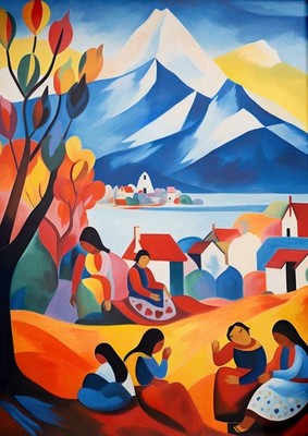 3_Chile Kunstdruck, Vintage Chilenisches Blumen Poster, Indigene Kunst, Volkskunst Poste