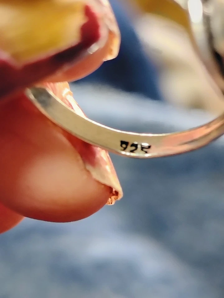 Anillo Cabujón Crisoprasa Verde Plata Esterlina Vintage Talla 9.5 Gema Ovalada 925 Foto 4 de 4