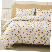 Floral Duvet Cover Size Zipper Closure Duvet Cover Set, Soft King Sunflower