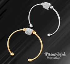 New Crystal Stainless Steel Cylinder Ball Cremation Memorial Urn Ashes Bracelet