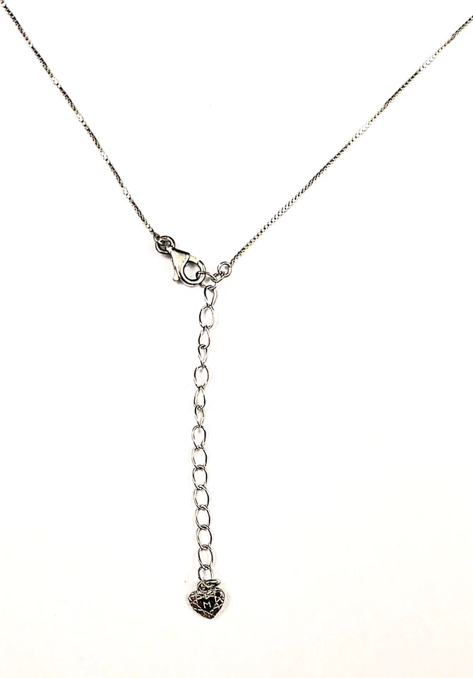 Collana catenina punto luce argento 925 con zircone rosa taglio CUORE  passante - Immagine 3 di 4