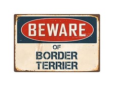 Beware Of Border Terrier 8" x 12" Vintage Aluminum Retro Metal Sign VS069