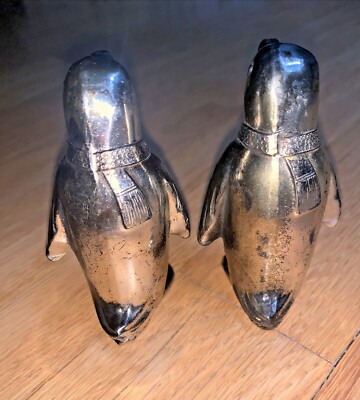 Vintage OCCUPIED JAPAN Set of METAL PENGUIN Salt & Pepper