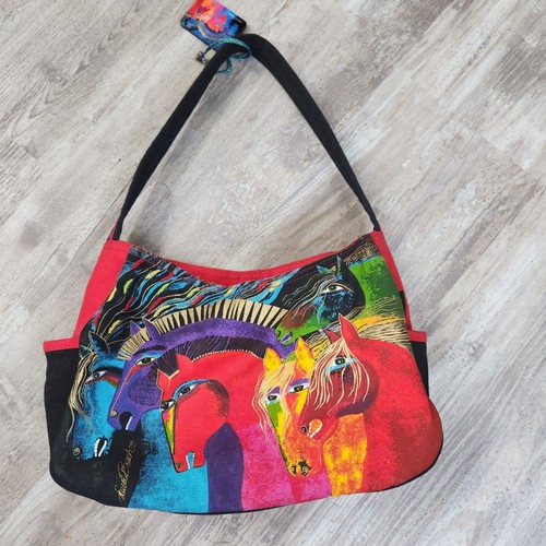Laurel Burch Wild Horses of Fire Medium Equestrian Hobo Tote Shoulder Purse Bag - Picture 18 of 21