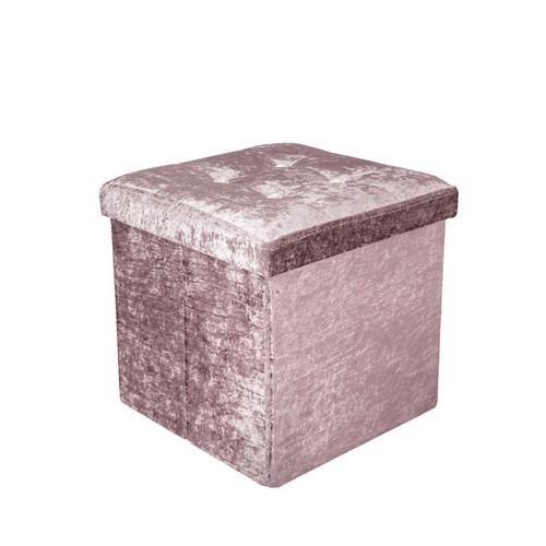 Caja de almacenamiento plegable otomana de terciopelo y pana triturada asiento taburete banco - Imagen 19 de 31