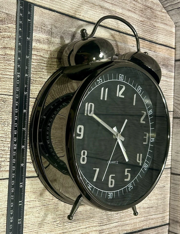 Retro Classic Oversized Twin Bell Alarm Wall/Standup Clock Quiet Vintage - Image 3 of 4