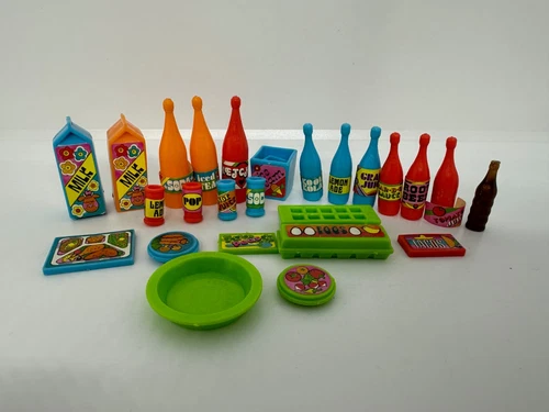 Vintage 1970s Barbie Style Mod Groceries Soda Eggs Food Kitchen Accessories Lot