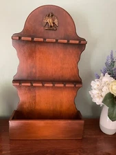 Vintage Eagle Wood Souvenir 12 Spoon Holder/CubbyWall Hanging Display Rack - 18"
