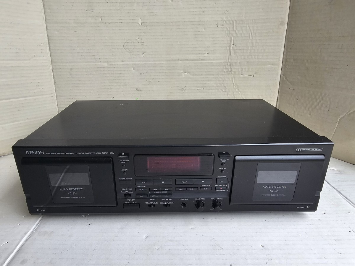 Denon DRW-580 Precision Audio Dual Cassette Tape Deck Dolby TESTED