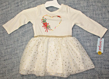 NEW Cat  Jack 18 Month Dress Cream Heart Tulle Skirt Girls Long Sleeve