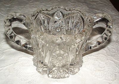 BEAUTIFUL ANTIQUE 1913 CLEAR HEAVY NU CUT IMPERIAL GLASS OPEN SUGAR BOWL #212