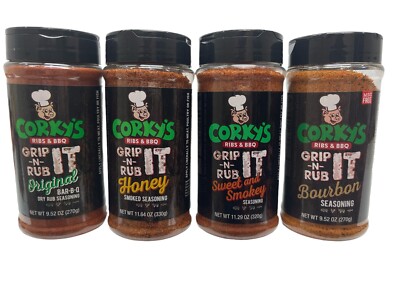 Corky's Bar-B-Q BBQ Seasoning Bundle: Original, Honey, Sweet & Smokey, Bourbon