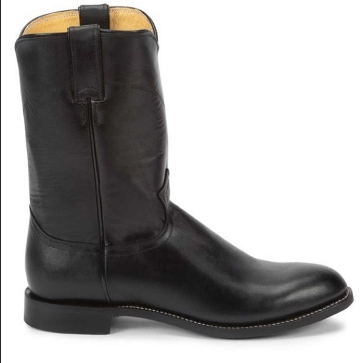 Justin 100% Leather Black Jackson Calf Height 3133 Western Cowboy Boots 7.5 NEW View 6