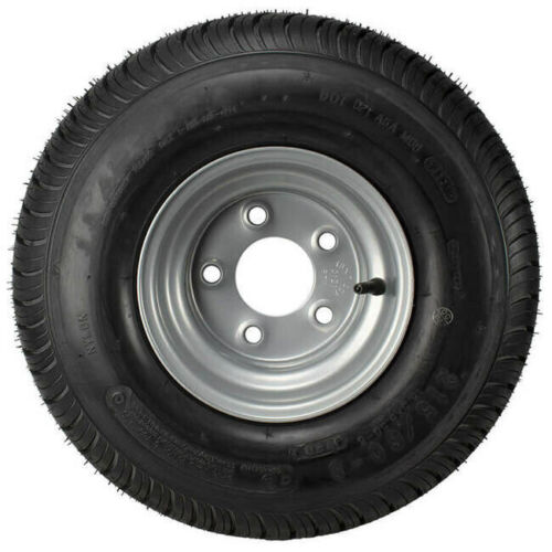 Set of 2 - 18.5x8.50-8 GlobalTrax Trailer Tire LRC on 5 Bolt Silver Wheel - Picture 3 of 5