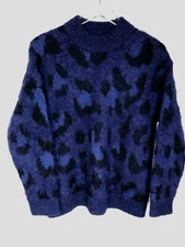Kate Spade Blue Wild Ones Alpaca & Wool Animal Print Sweater Size Medium $298