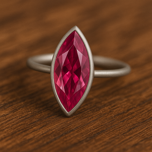 925 Anillo Plata de Ley Turmalina Rosa Corte Bisel Marquesita Mujeres Sizeall - Imagen 5 de 12