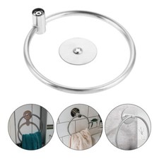 1pc Round Brushed Nickel Bathroom Kitchen Self Adhesive Towel Holder Rack Hanger
