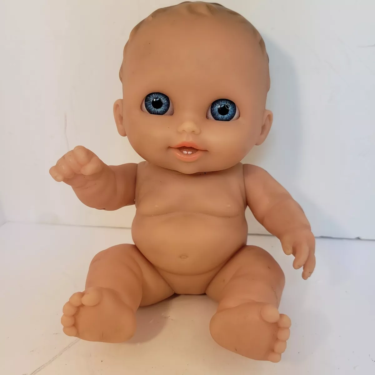 BERENGUER RUBBER BABY Doll CUTEST Ever BLUE EYES OPEN MOUTH TEETH