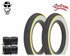 VINTAGE LOWRIDER BICYCLE 12" 1/2" x 2 1/4" YELLOW LINE SLICK II TIRES W/ TUBES.