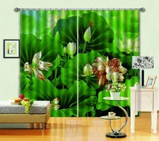 3D Green Lotus Leaf ZHUA2606 Photo Curtain Window Blockout Fabric Amy 2023